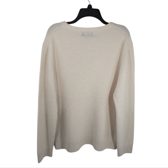 {Magaschoni} Mens 100% Cashmere Cream Fairisle Pullover Sweater - Large - Picture 5 of 15
